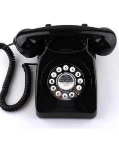 Teléfono Retro Clásico con Redial Negro - SIXDEFLY 2