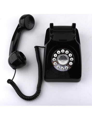 Teléfono Retro Clásico con Redial Negro - SIXDEFLY