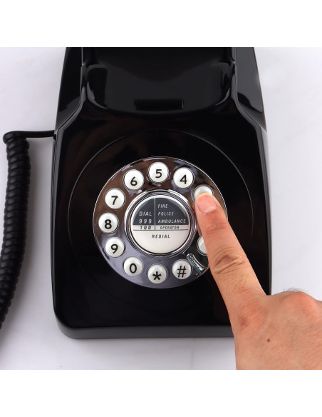 Teléfono Retro Clásico con Redial Negro - SIXDEFLY