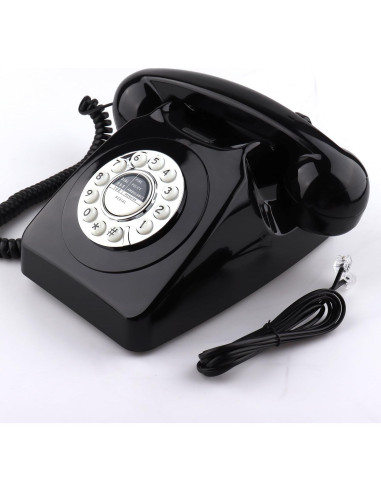 Teléfono Retro Clásico con Redial Negro - SIXDEFLY