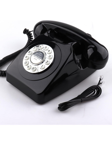 Teléfono Retro Clásico con Redial Negro - SIXDEFLY