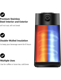 Cafetera Prensa Francesa PINKAH 32oz Acero Inoxidable Negro Mate 2