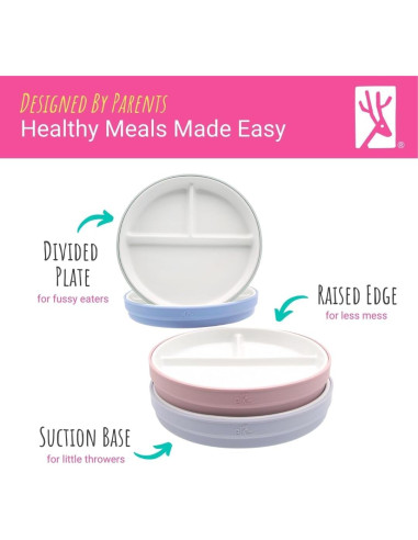 Platos Divididos de Porcelana Elk y Amigos 17 cm Antideslizante