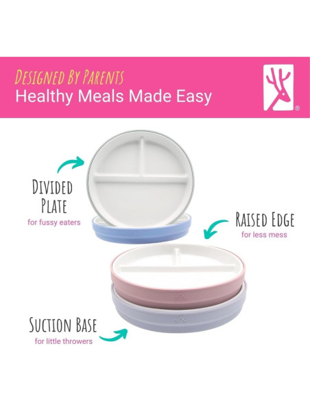 Platos Divididos de Porcelana Elk y Amigos 17 cm Antideslizante