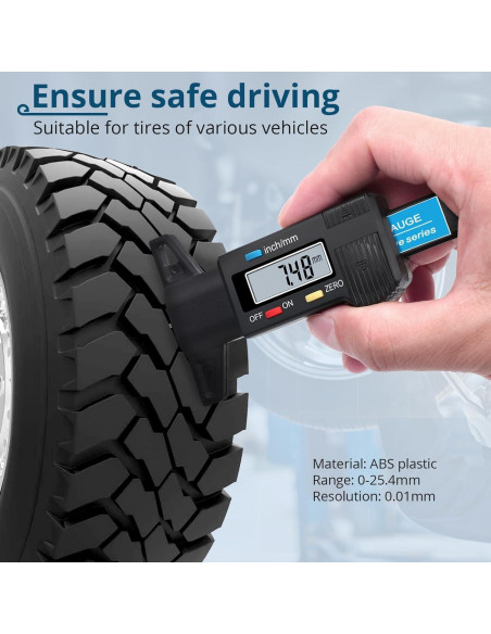Calibrador Digital de Profundidad de Banda de Rodadura ALLmeter 0-25.4mm