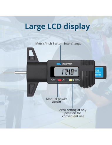 Calibrador Digital de Profundidad de Banda de Rodadura ALLmeter 0-25.4mm