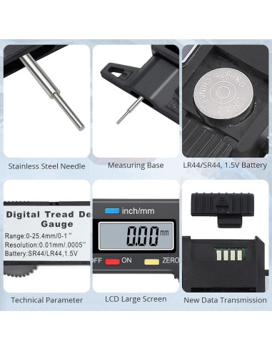 Calibrador Digital de Profundidad de Banda de Rodadura ALLmeter 0-25.4mm