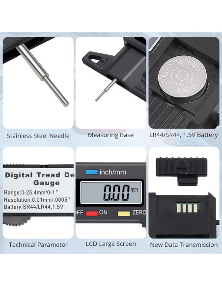 Calibrador Digital de Profundidad de Banda de Rodadura ALLmeter 0-25.4mm
