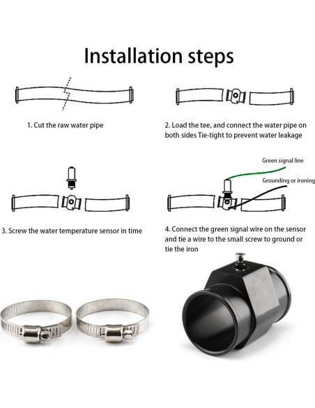 Adaptador de Manguera de Temperatura de Agua AICEL 32mm Negro