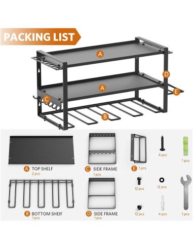 Organizador de Herramientas Eléctricas Satiarep Montado en Pared 3 Capas