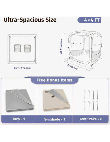 Tienda Deportiva EAST OAK 1.27x1.27m para Climas y Eventos