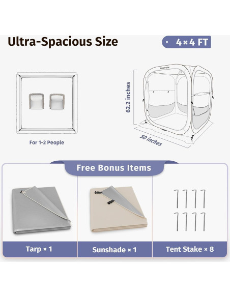 Tienda Deportiva EAST OAK 1.27x1.27m para Climas y Eventos