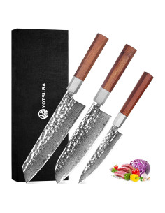 Juego de Cuchillos de Cocina YOTSUBA 3 Piezas Damasco Forjado