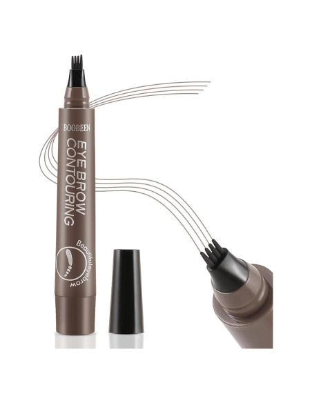 Bolígrafo de Cejas Boobeen 4 Puntas Impermeable Marrón Ceniza