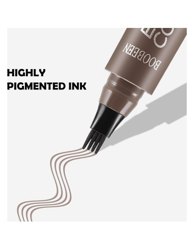 Bolígrafo de Cejas Boobeen 4 Puntas Impermeable Marrón Ceniza