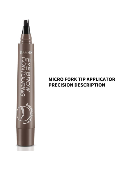 Bolígrafo de Cejas Boobeen 4 Puntas Impermeable Marrón Ceniza
