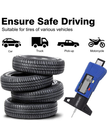 Calibrador Digital de Profundidad de Neumático Safelife 0-25.4 mm