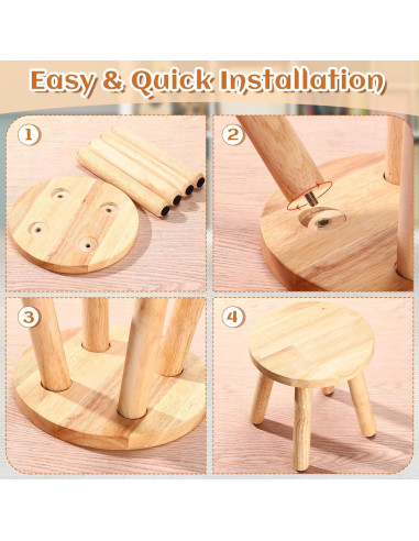 Taburete de Madera Wenqik 25.4 cm Redondo Multiusos