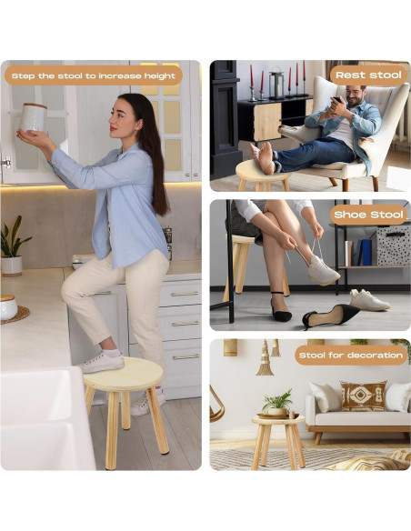 Taburete de Madera Wenqik 25.4 cm Redondo Multiusos