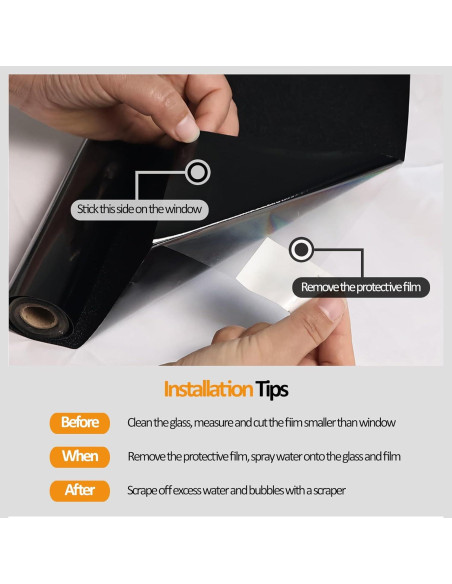 Película Blackout para Ventanas ZHMRROAD 44.5x200 cm Protección UV Película Blackout para Ventanas ZHMRROAD 44.5x200 cm Protección UV