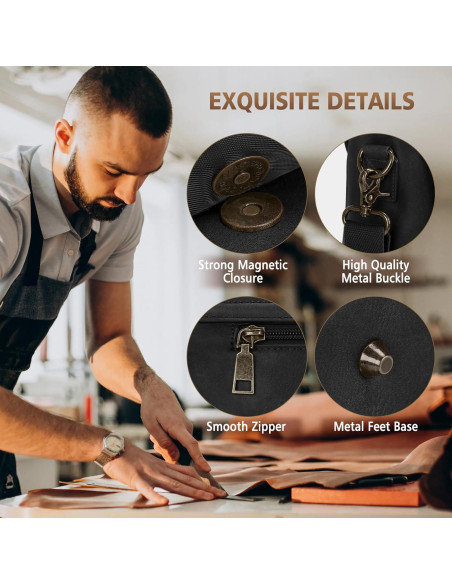 Bolsa de Mensajero de Cuero RAINSMORE para Laptop 15.6" Negra