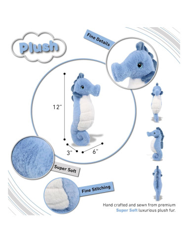 DolliBu Caballito de Mar Azul Peluche Suave 30.48 cm