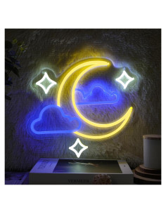 Luz de Neón LED Nube Estrella Luna DMDMBSR 35.56x33.02 cm