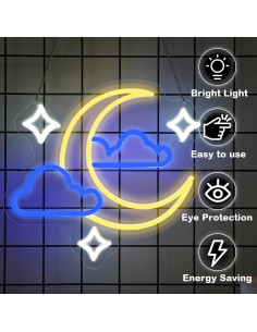 Luz de Neón LED Nube Estrella Luna DMDMBSR 35.56x33.02 cm 2