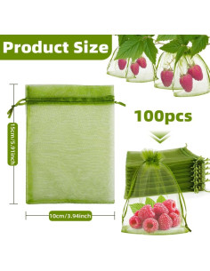 100 Bolsas de Protección de Frutas SythorYang 10x15 cm Verde 2