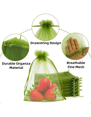 100 Bolsas de Protección de Frutas SythorYang 10x15 cm Verde