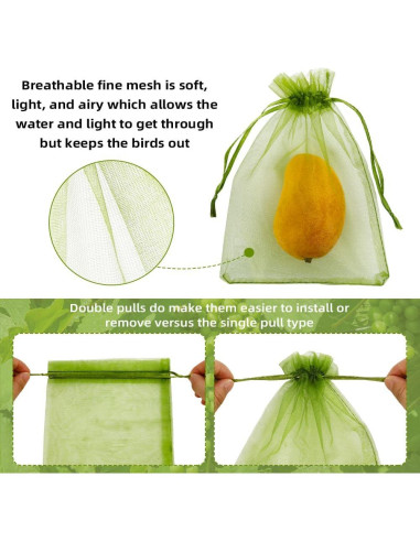 100 Bolsas de Protección de Frutas SythorYang 10x15 cm Verde