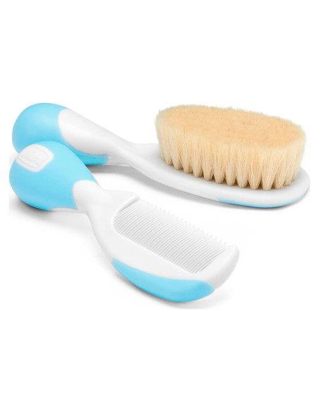 Cepillo y Peine Chicco Azul para Bebés - Fibras de Seda