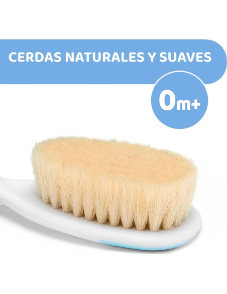 Cepillo y Peine Chicco Azul para Bebés - Fibras de Seda