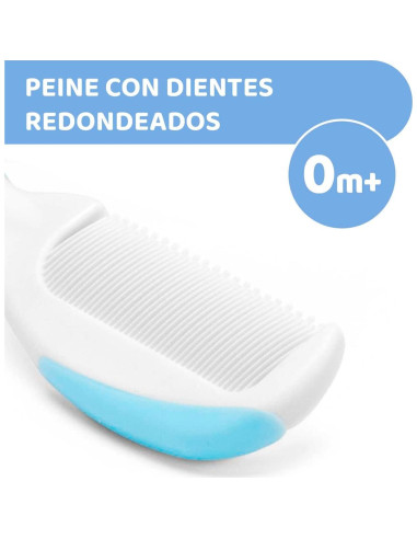 Cepillo y Peine Chicco Azul para Bebés - Fibras de Seda