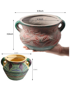 Set de 2 Macetas Cerámicas para Suculentas con Drenaje 2
