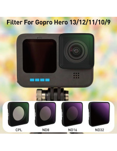 Paquete de 4 Filtros ND8 ND16 ND32 CPL LENSKINS para GoPro 2