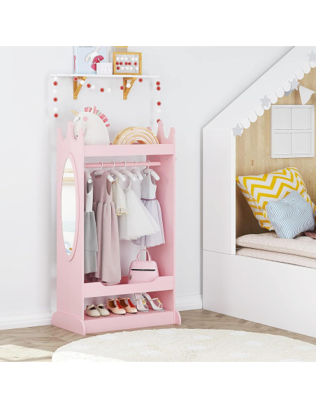 Armario de Disfraces para Niños UTEX Rosa con Espejo 62.3x38x115 cm