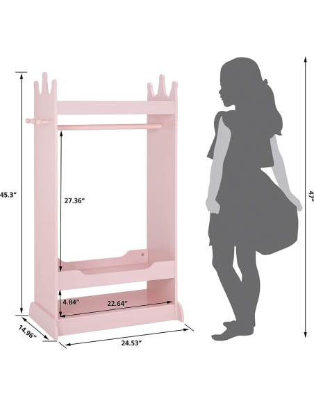 Armario de Disfraces para Niños UTEX Rosa con Espejo 62.3x38x115 cm