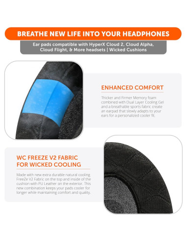 Almohadillas de Gel Enfriamiento WC Freeze V2 para HyperX Cloud