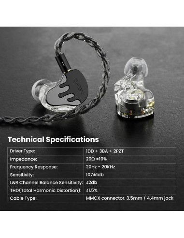 Auriculares In-Ear BASN BmasterX Pro 6 Controladores Sonido Claro