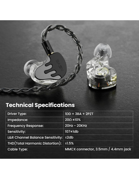 Auriculares In-Ear BASN BmasterX Pro 6 Controladores Sonido Claro