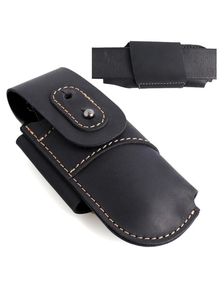 Funda de Cuchillo de Cuero Topstache EDC Horizontal Negra