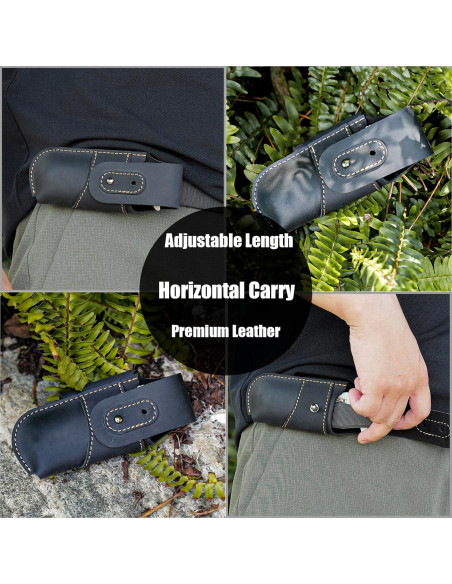 Funda de Cuchillo de Cuero Topstache EDC Horizontal Negra