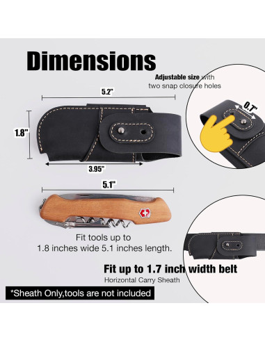 Funda de Cuchillo de Cuero Topstache EDC Horizontal Negra