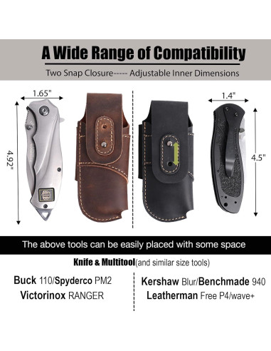 Funda de Cuchillo de Cuero Topstache EDC Horizontal Negra