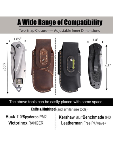 Funda de Cuchillo de Cuero Topstache EDC Horizontal Negra