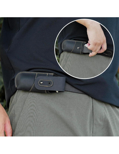 Funda de Cuchillo de Cuero Topstache EDC Horizontal Negra