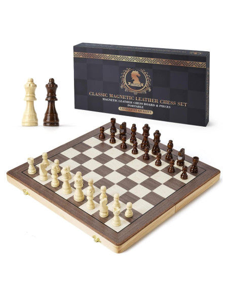Juego de Ajedrez Magnético de Madera GLZM 38.1 cm Plegable