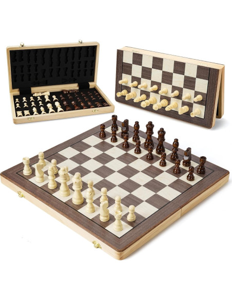 Juego de Ajedrez Magnético de Madera GLZM 38.1 cm Plegable