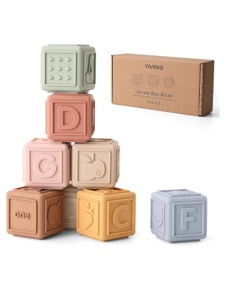 Bloques Apilables de Silicona YIVEKO 8 PCS para Bebés 6M+